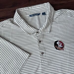 Florida State Seminoles FSU Cutter & Buck Performance Polo 3XB Big Stripe White